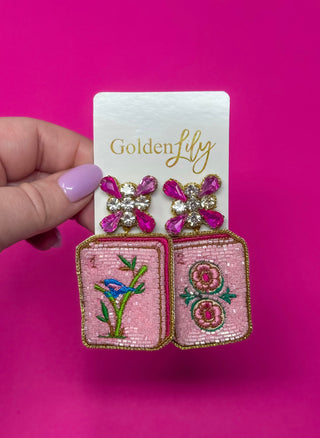 Mahjong tile earrings by Golden Lily - House of Me boutique Norman OK