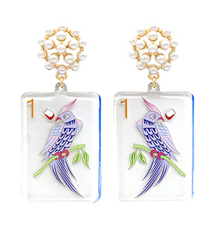 Mahjong bird bam earrings by Golden Lily - House of Me boutique Norman OK