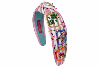 Pink mahjong stripe knot headband by Golden Lily - House of Me boutique Norman OK
