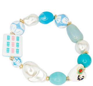 Mahjong 9 bam stretch bracelet by Golden Lily - House of Me boutique Norman OK