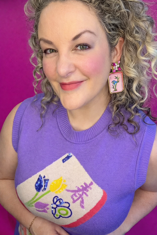 Mahjong tile earrings by Golden Lily styled view - House of Me boutique Norman OK