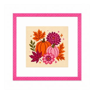 Pumpkin and Petals fall floral needlepoint canvas by Duo Threads - House of Me boutique Norman OK