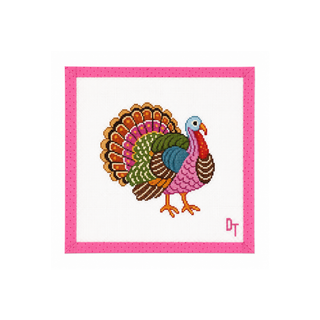 Pretty in Plumage turkey Thanksgiving needlepoint canvas by Duo Threads - House of Me boutique Norman OK