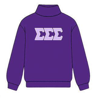 Classic twill sorority embroidered mock neck sweatshirt by Duo Threads, sorority apparel - House of Me boutique Norman OK