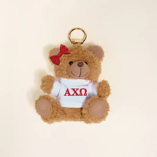 New Arrivals, Sorority, The Darling Effect - Alpha Chi Omega Teddy Bear Bag Charm - Bag Charm, Bag Charms, Big Little Gift - House of Me Boutique
