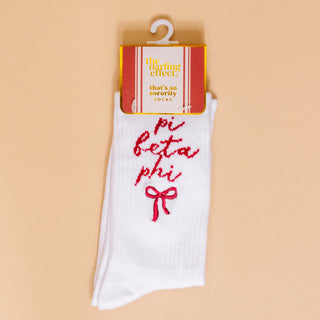 New Arrivals, Sorority, The Darling Effect - Embroidered Crew Socks - Pi Beta Phi - Socks - House of Me Boutique