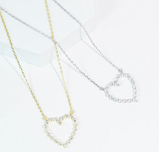 Sparkle Diamond Heart Necklace in Gold