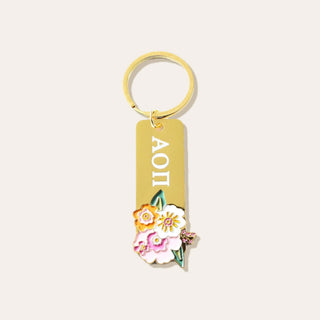 New Arrivals, Sorority, The Darling Effect - Greek Letter Enamel Floral Keychain - Alpha Omicron Pi - Keychains - House of Me Boutique