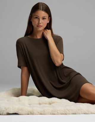 Women's Bamboo Rib-Knit Boyfriend Sleep Dress.