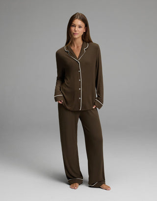 Women's Bamboo Rib-Knit Classic Long Sleeve Pajama Top.