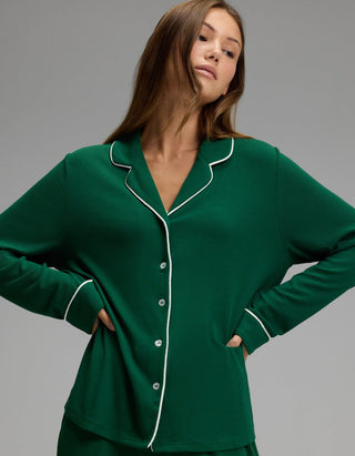 Women's Bamboo Rib-Knit Classic Long Sleeve Pajama Top.