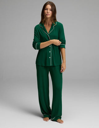 Women's Bamboo Rib-Knit Classic Long Sleeve Pajama Top.