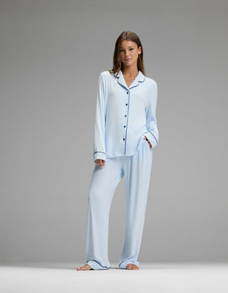 Women's Bamboo Rib-Knit Classic Long Sleeve Pajama Top.