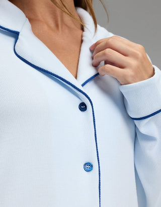 Women's Bamboo Rib-Knit Classic Long Sleeve Pajama Top.