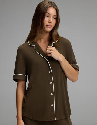Women's Bamboo Rib-Knit Classic Short Sleeve Pajama Top.