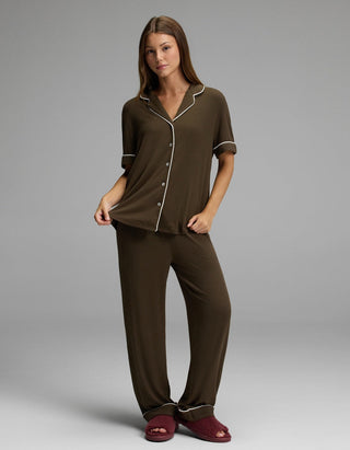 Women's Bamboo Rib-Knit Classic Short Sleeve Pajama Top.