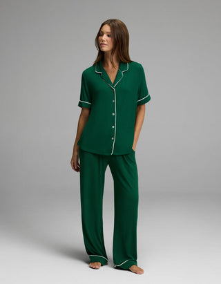 Women's Bamboo Rib-Knit Classic Short Sleeve Pajama Top.