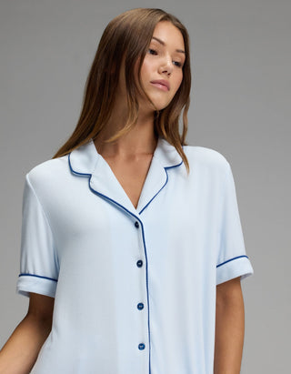 Women's Bamboo Rib-Knit Classic Short Sleeve Pajama Top.