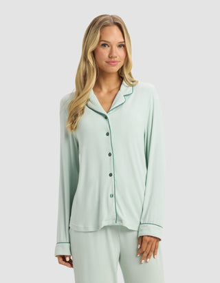 Women's Bamboo Rib-Knit Classic Long Sleeve Pajama Top.