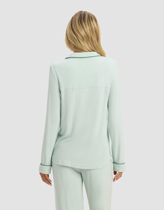 Women's Bamboo Rib-Knit Classic Long Sleeve Pajama Top.