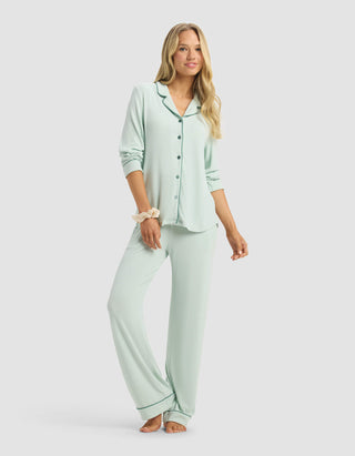 Women's Bamboo Rib-Knit Classic Long Sleeve Pajama Top.