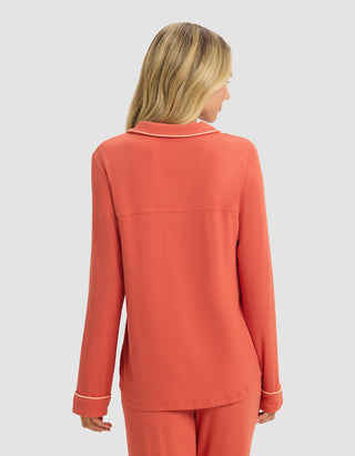 Women's Bamboo Rib-Knit Classic Long Sleeve Pajama Top.