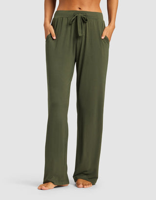 Women's Bamboo Stretch-Knit Long Sleeve Lounge Tee & Pant Set.