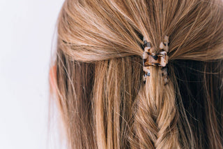 Blonde tortoise tiny classic claw clip by Teleties in hair - House of Me boutique Norman OK