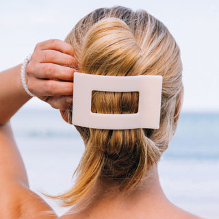 Almond beige large flat rectangle hair clip by Teleties - House of Me boutique Norman OK