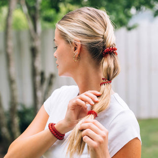 Red Carpet Ready large spiral hair ties by Teleties close up view - House of Me boutique Norman OK