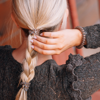 Morning Brew small spiral hair ties by Teleties styled view - House of Me boutique Norman OK