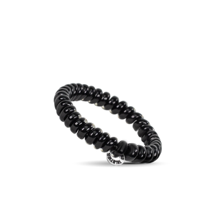 Jet Black small spiral hair ties by Teleties styled view - House of Me boutique Norman OK