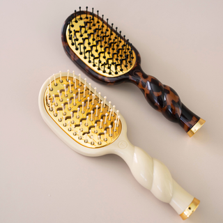 Tan mini vented hair brush by Teleties side view - House of Me boutique Norman OK