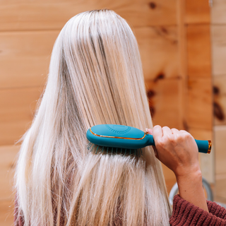 Teal With It detangler hair brush by Teleties styled view - House of Me boutique Norman OK
