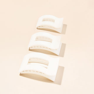 Coconut white medium flat rectangle hair clip by Teleties - House of Me boutique Norman OK