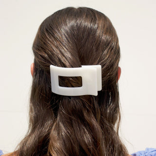 Coconut white small flat rectangle hair clip by Teleties - House of Me boutique Norman OK