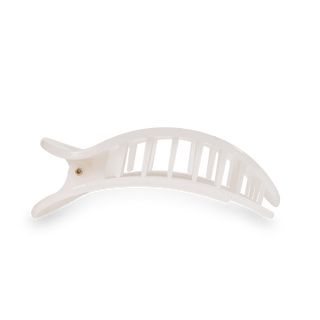 Coconut white small flat round hair clip by Teleties - House of Me boutique Norman OK