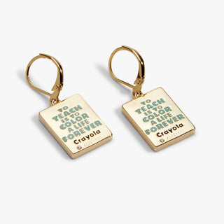 Crayola 'To Teach Is To Color A Life Forever' Crayon Box Earrings.