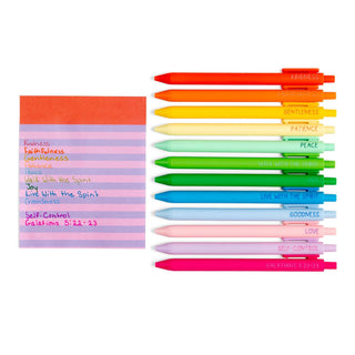 Fruits of the Spirit Faith-Inspired Pen Set of 12 styled on model - House of Me boutique Norman OK