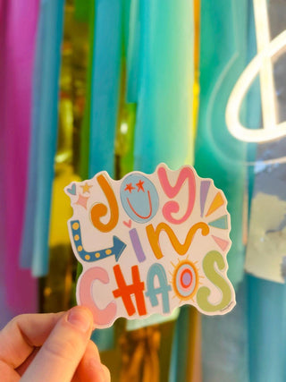 Joy In Chaos Sticker handmade sticker for moms and creatives - House of Me boutique Norman OK