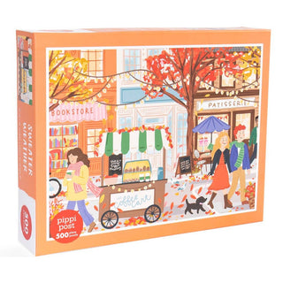 Sweater Weather Cozy Fall Town – 500 Piece Jigsaw Puzzle.