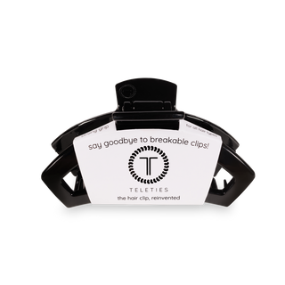 Jet black medium open hair clip by Teleties styled view - House of Me boutique Norman OK