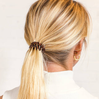 Tortoise large spiral hair ties by Teleties close up view - House of Me boutique Norman OK