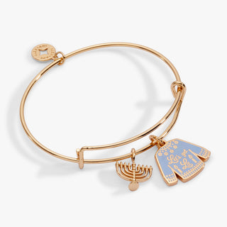 Hanukkah 'Let's Get Lit' Ugly Sweater & Menorah Bangle.