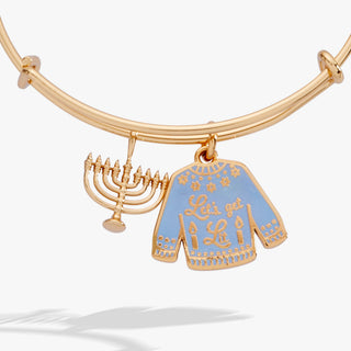 Hanukkah 'Let's Get Lit' Ugly Sweater & Menorah Bangle.