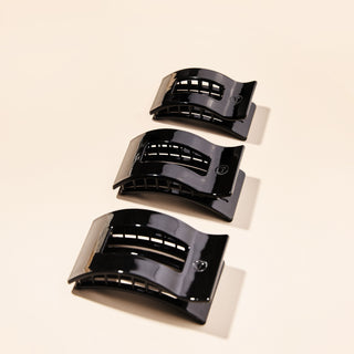 Jet black medium flat rectangle hair clip by Teleties - House of Me boutique Norman OK