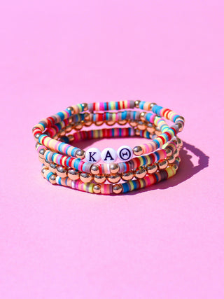 Miley sorority beaded bracelet stack with Greek letter beads by Duo Threads - House of Me boutique Norman OK