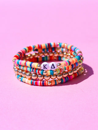 Miley sorority beaded bracelet stack with Greek letter beads by Duo Threads - House of Me boutique Norman OK