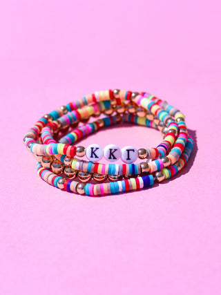 Miley sorority beaded bracelet stack with Greek letter beads by Duo Threads - House of Me boutique Norman OK