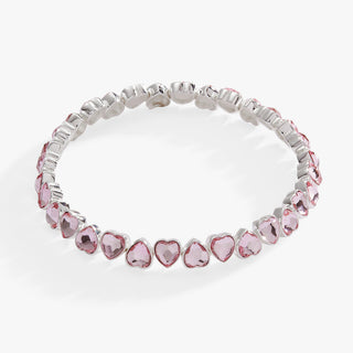 Pink Crystal Heart Stretch Bracelet.